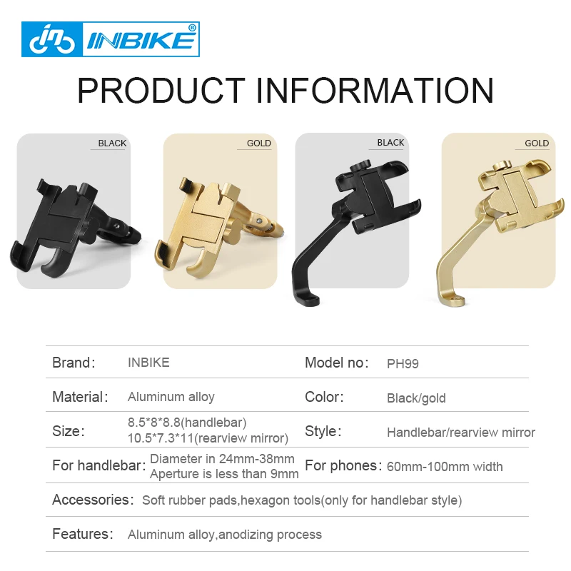 INBIKE, велосипедный держатель для сотового телефона, держатель для велосипедного руля, аксессуары для горного велосипеда PH99