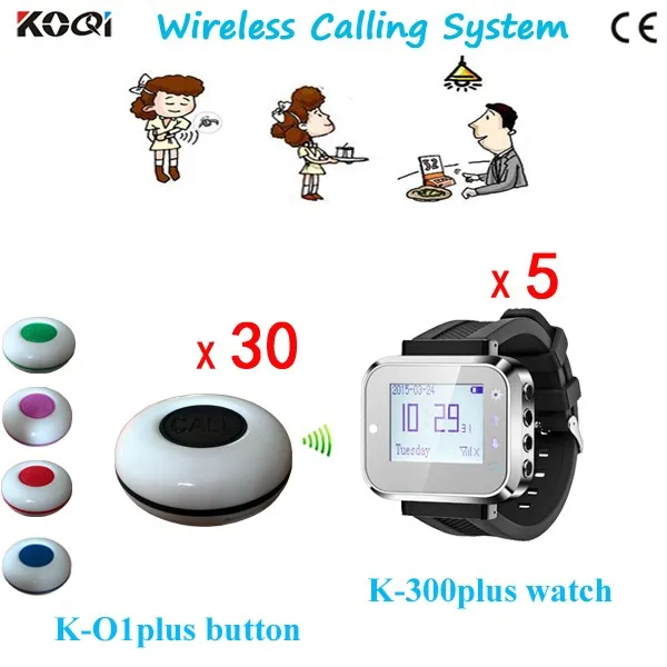 K-300plus-black+K-O1plus-wb 5+30  Wireless Waiter Call System