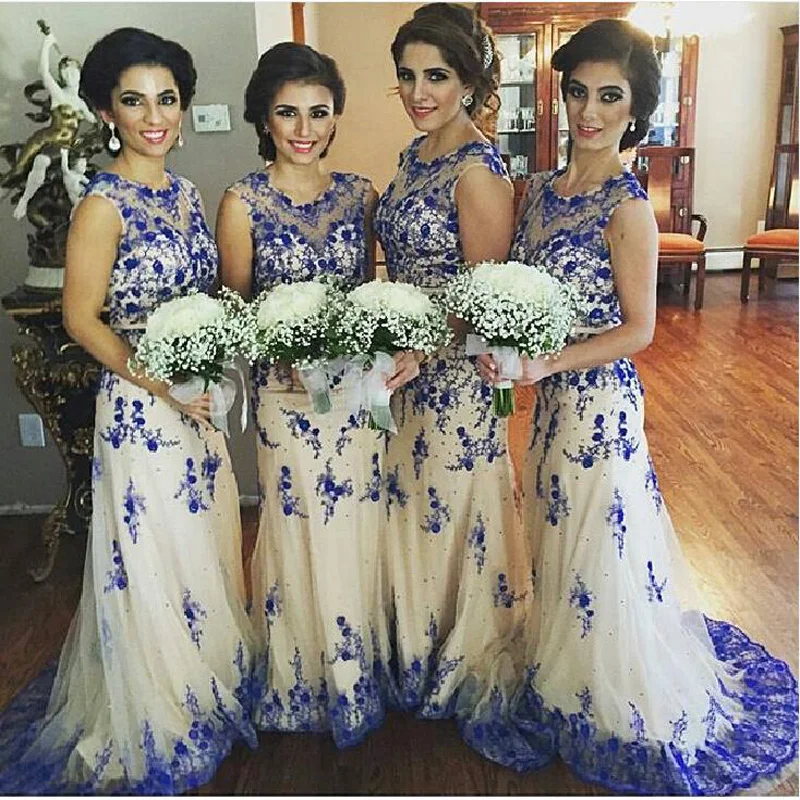 

Blush Promotion 2016 Cheap Mermaid Tank Appliques Lace Honor Long Bridesmaid Dress for women