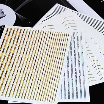 

1pc 3D Rose Gold Silver Colors Nail Sticker Curve Stripe Lines Adhesive Striping Tape Nail Art Stickers Decals