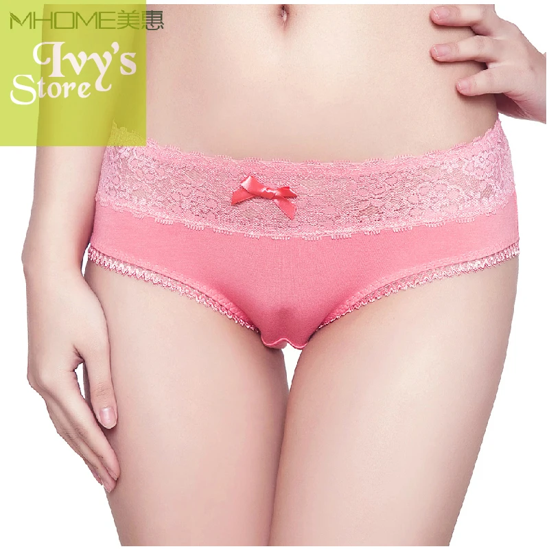 Underwear Women Sexy Lace Candy Color Bamboo Underwear Super Soft