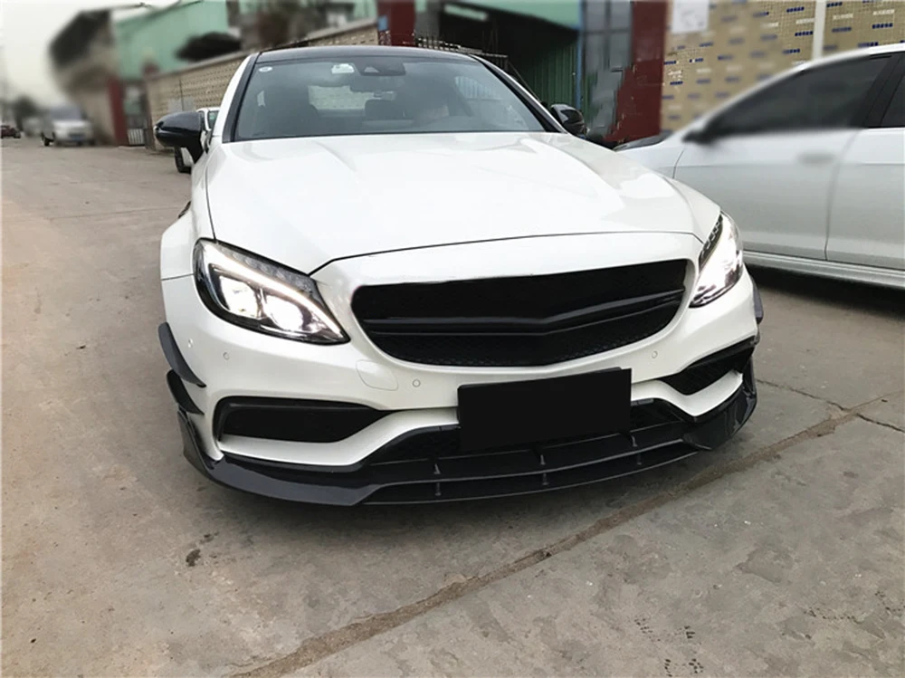 C Класс углеродного волокна передний бампер спойлер для Mercedes Benz W205 C63 AMG C180 C200 C260 15-17 стайлинга автомобилей