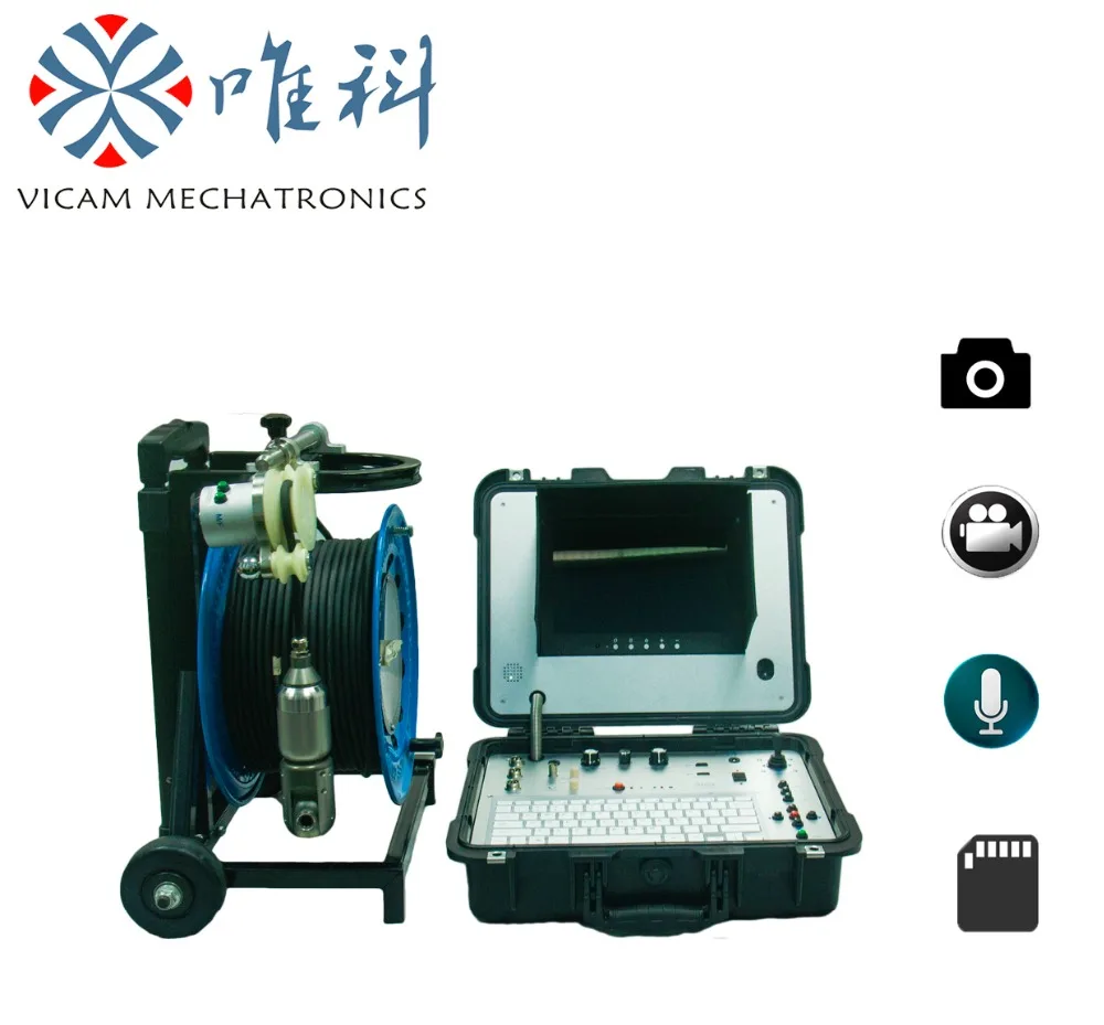 

New AHD 720P video deep water well inspection camera 80meters length soft cable vertical borehole camera with wireless keyboard