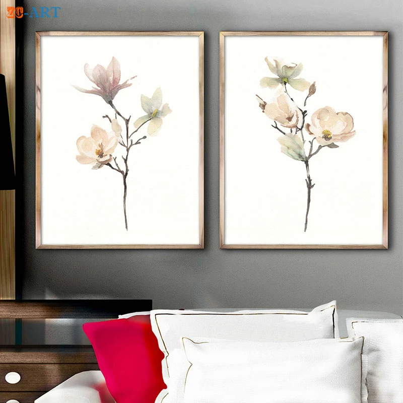 

Framed Canvas Printing Art Flower Magnolia Print Magnolia Painting White Magnolia Flowers Wall Picture Watercolor Poster Art