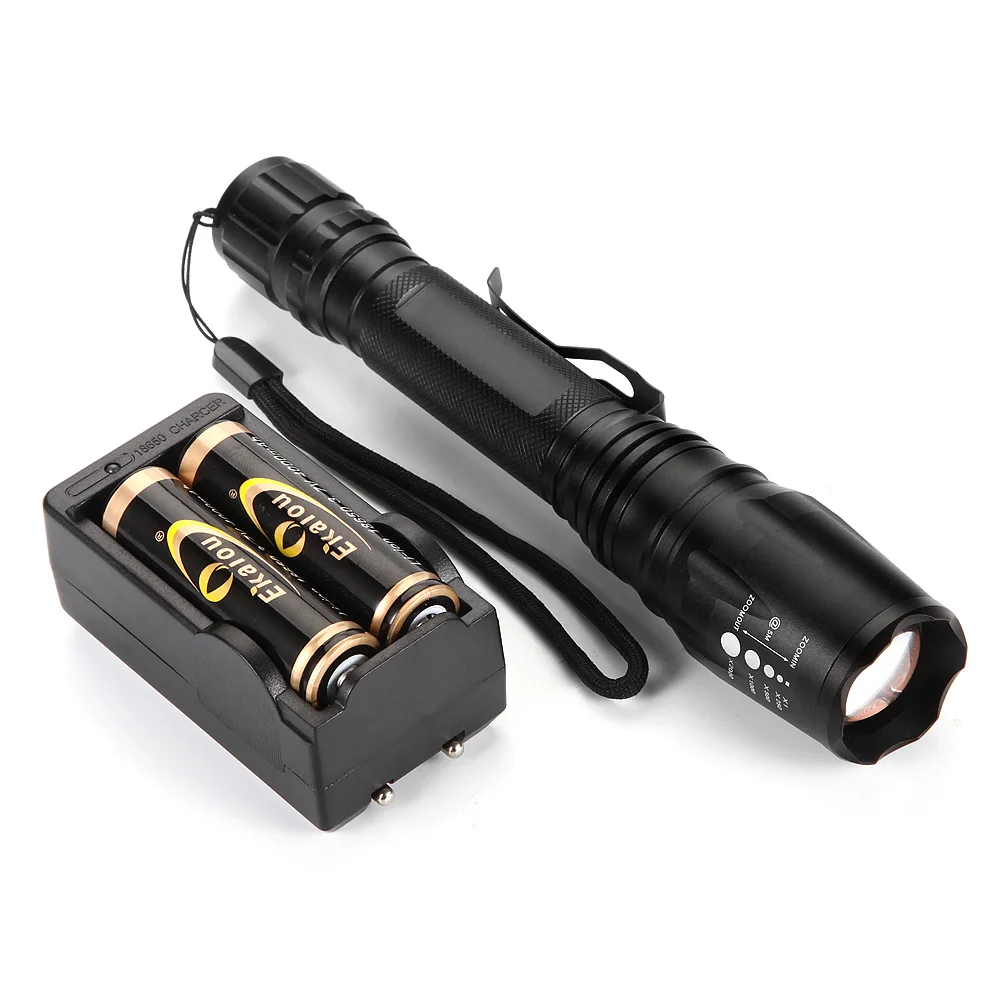 3000 Lumens High Power LED Torches Zoomable Tactical LED Flashlights