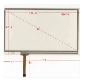 

New 6 inch 4 line resistance touch screen 145*88