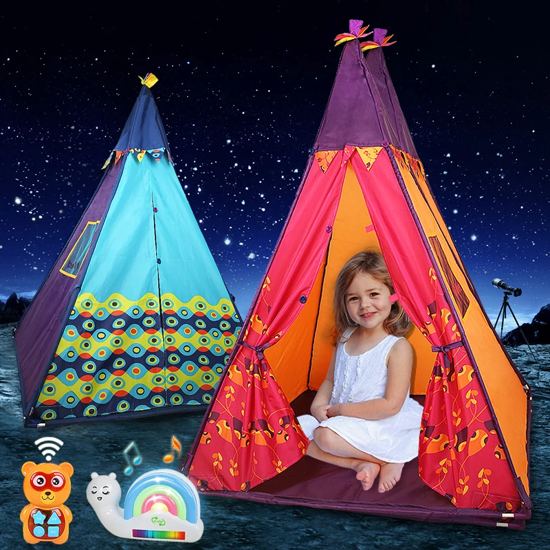 

Kidsrun Tent Baby Toys for Children Foldable Teepee Kids Poms Indian Play Tent House Children Tipi Tee Pee Tent Indoor Outdoor