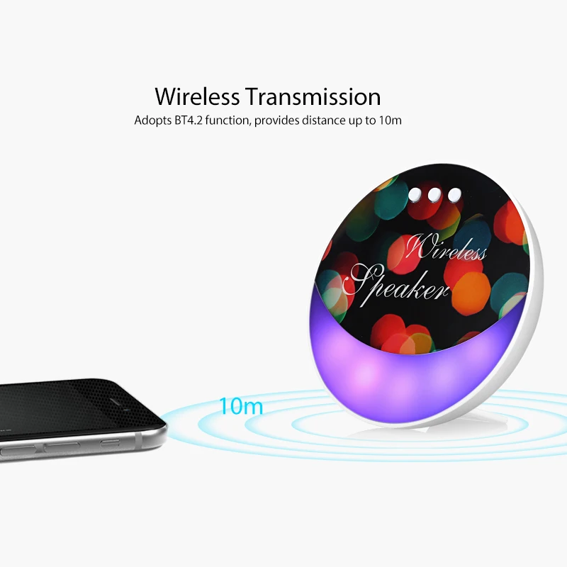 Портативный Bluetooth беспроводной плеер 7 цветов цвет ful подсветка Led с микрофоном TF карты для Совместимый со смартфонами через Bluetooth динамик