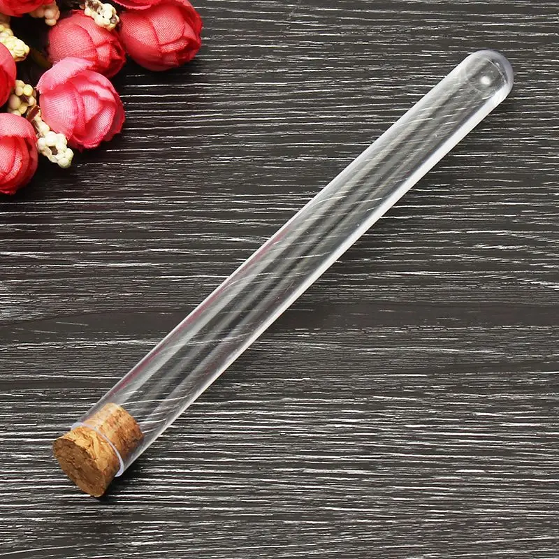 50pcs/pack 20ml Transparent Plastic Test Tubes With Corks Stoppers