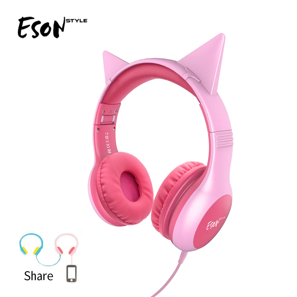 Проводные наушники Esonstyle 85 дБ, сменные детские наушники с кошачьими ушками, наушники, 3,5 мм аудио разъем для детей