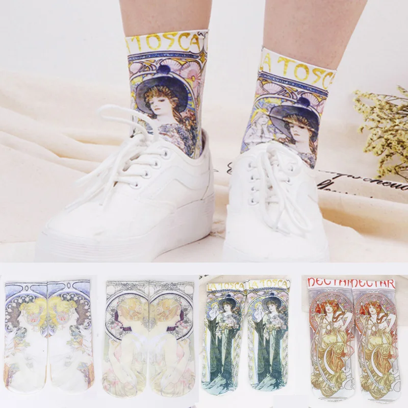 

European royal nobility women 3d print socks beautiful ladies art socks aristocratic painting cotton socks elegant creative sox