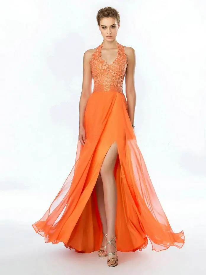 2017 Arancione Abiti Da Damigella D'onore con Spacco Halter Applicazioni di  Perline Abiti Lunghi Partito Increspato Chiffon Abiti Da Festa di Nozze  2016|bridesmaid dresses|orange bridesmaid dresseswedding party dress -  AliExpress