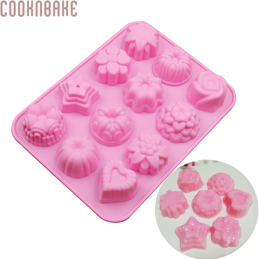 COOKNBAKE DIY силиконовая форма для торта оптовая продажа 12 решеток цветок желе пудинг