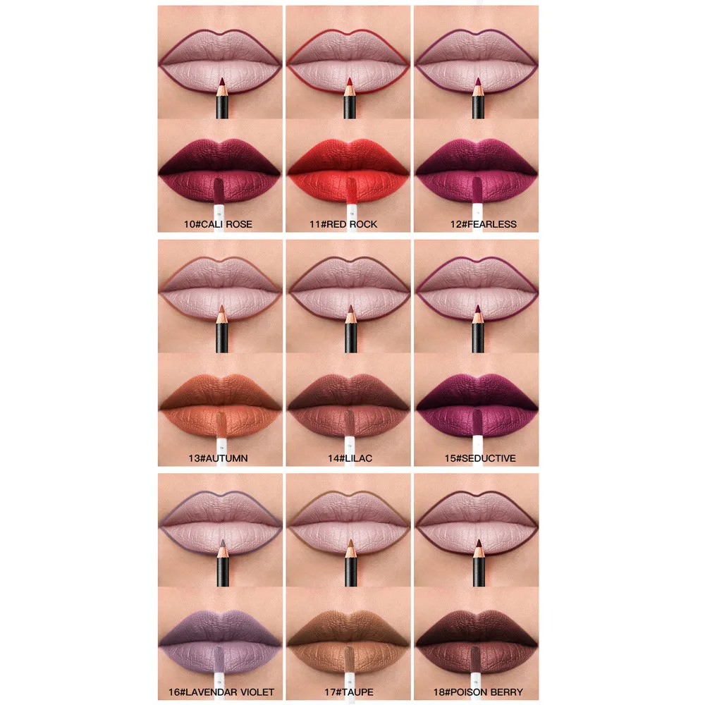 25g Long Lasting Lipstick Waterproof Matte Liquid Gloss Lip Liner Cosmetics Set Lip Liner
