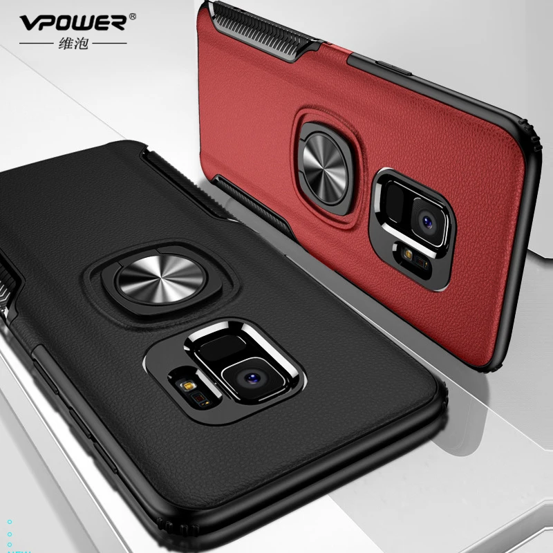 

Vpower For Samsung Galaxy S9 S9 Plus s8 plus Case Metal Ring Car Stand Silicone Case for galaxy s8 s9 plus Phone holder Cover