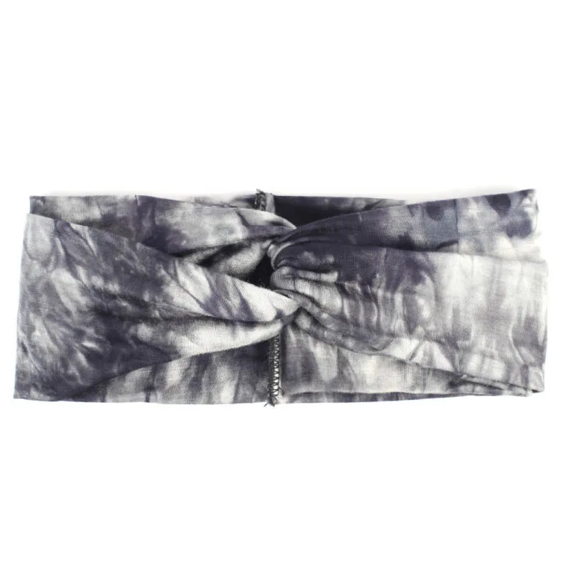 Для женщин витой завязывают оголовье Лето Tie Dye Широкий повязка-стрейч на голову для девочек женщина Эластичный принт тюрбан головные повязки для спа - Цвет: Black