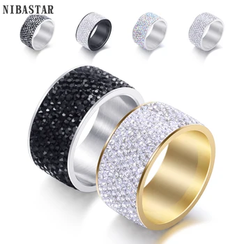 

Wholesale 8 row Crystal Rings for Women Austria Crystal Ring Stainless Steel Bijoux For Women Wedding Jewelry