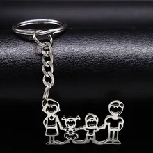 Family Stainless Steel Key Rings Jewelry Boy and Girl Mom Dad Silver Color keychain Christmas Gifts chaveiros K333S01