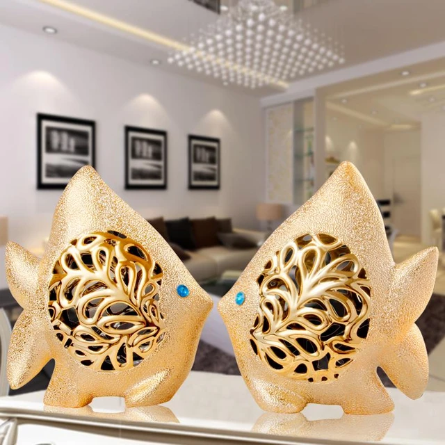 Wedding gift Lovers gifts modern ceramic decoration Home decor living room  a couple of fish Tropical fish figure figurine - AliExpress