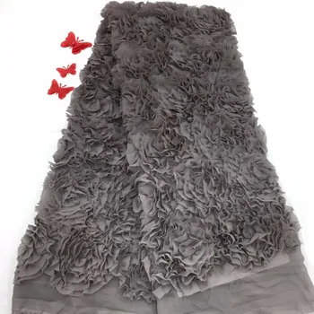 

Madison french lace fabrics Latest elegant 3d appliques tulle mesh lace fabric with Chiffon nigerian lace 5yards