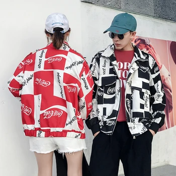 

Harajuku Couple Jacket Men Hip Hop Streetwear Men Jackets and Coats Hiphop Plaid Zipper Personality Mens Bomber Jackets Clothes