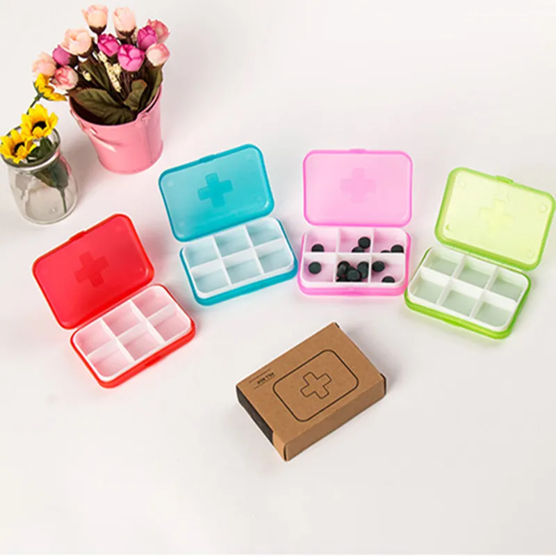 

1PC Mini 6 Slots Container Portable Vitamin Medical Pill Box Tablet Drug Travel Pill Medicine Case Storage Container Organizer