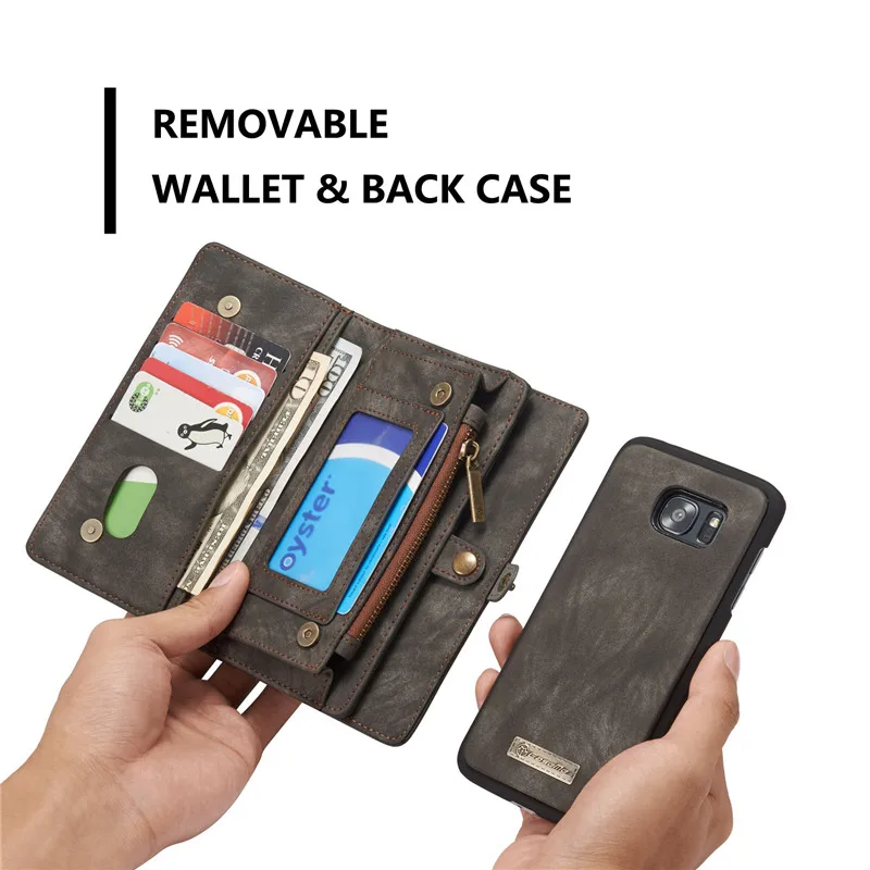 Separable Wallet Cover For Samsung Galaxy S7 Edge Case Multi Card Slot Genuine Leather Case For Samsung Galaxy S7 Edge Cover