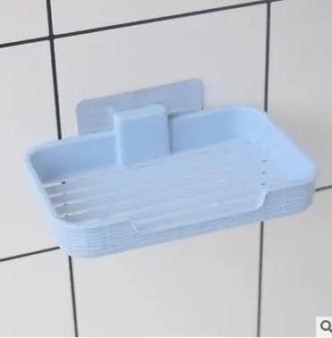 Blue Plastic Soap Box Holder Strong Sucker Soap Dish Bathroom Soap Dish Storage Basket Box 4Colors - Color: Blue