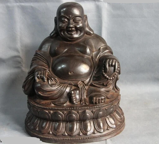 

bi001916 11 Folk Fane Copper Bronze Sitting on a lotus Maitreya Rohan Monk Buddha Statue