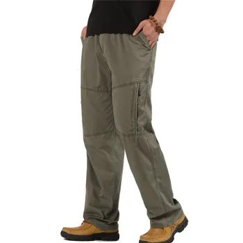 

2020 New Men Casual Pants 100%Cotton Straight Joggers Trousers Men Cargo Pants Overalls Men Sweatpants Plus Size Tactical Pants