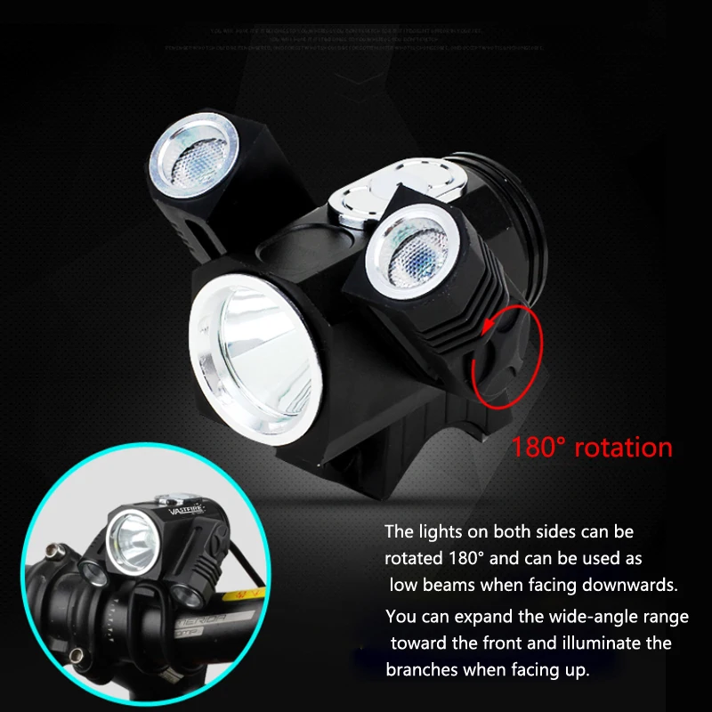 Perfect 10000LM 3xT6 LED 4.2v Adjust angle Front Bicycle light Bike Lamp Headlight with Battery+Back Tail Light 2