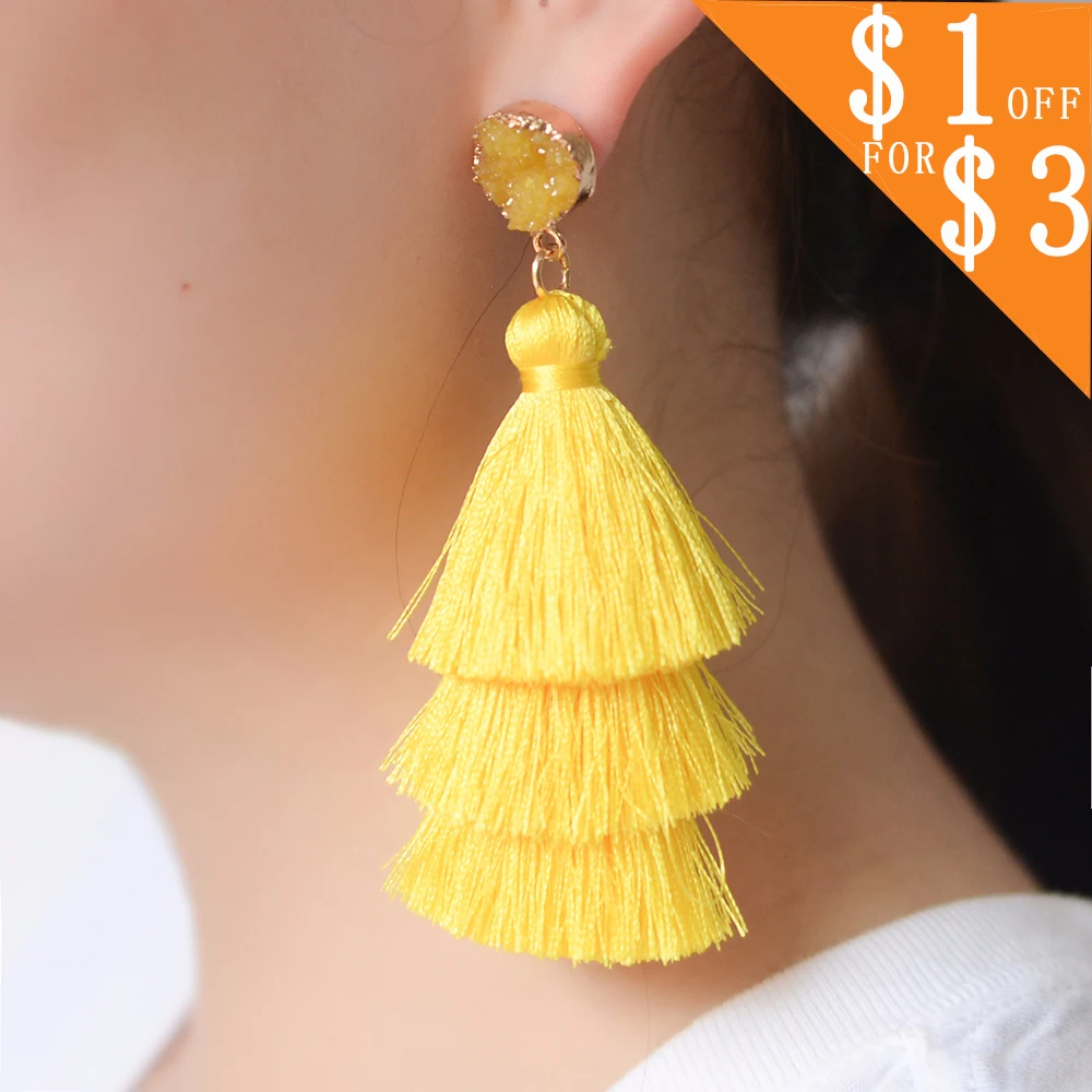 Fashion Tassel Drop Earrings Multiple Colors Good Quality Dangle