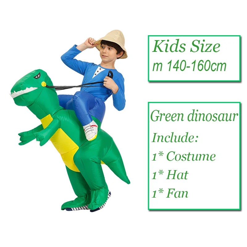 Костюм для косплея, надувной динозавр, Детский костюм для косплея, единорог, T-REX, одежда, костюмы на Хэллоуин для женщин и мужчин, фантазийные вечерние комбинезоны - Цвет: Green dinosaur 1002