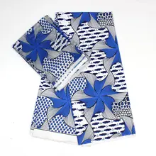 Имитация шелковой ткани ткань с цифровым печатным рисунком в нигерийском стиле Анкара ткань, Африканский Воск шаблон 4 ярдов audel ткань+ 2 ярдов шифон