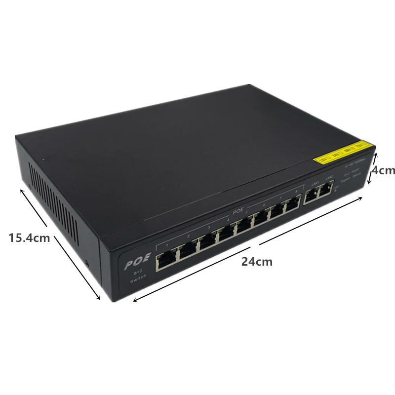 10 Порт gigabit Неуправляемый коммутатор poe switch, 8*10/100 Мбит/с POE и разъёмы; 2*10/100/1000 Мбит/с на ссылку и разъёмы; NVR порт 280M сетевой коммутатор