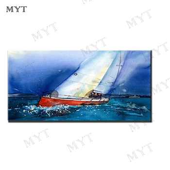 

MYT Sailboats Sail On The Sea 100% Hand Painted Modern Oil Paintings On Canvas Wall Art Pictures For Home Decoration Pop Art