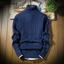 GODLIKE Turtleneck Sweaters Men Solid Long Sleeve Pullovers Men Knitwear Jumpers Jersey Hombre Cheap Winter solid color Sweaters