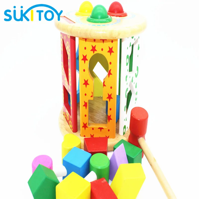 

Wooden Balls Hitting Toys Geometric Assembling Blocks Educational Soft Montessori children intelligent creative interactive toys