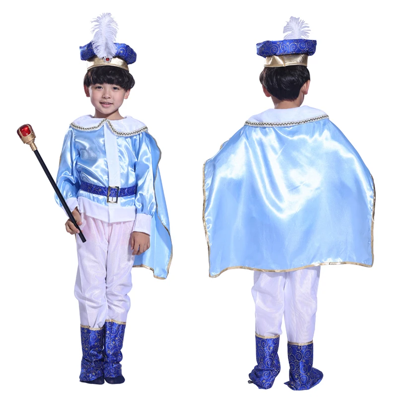 Хэллоуин Рождество Дети Мальчик король красивый принц синий костюм маскарадные костюмы для выступлений