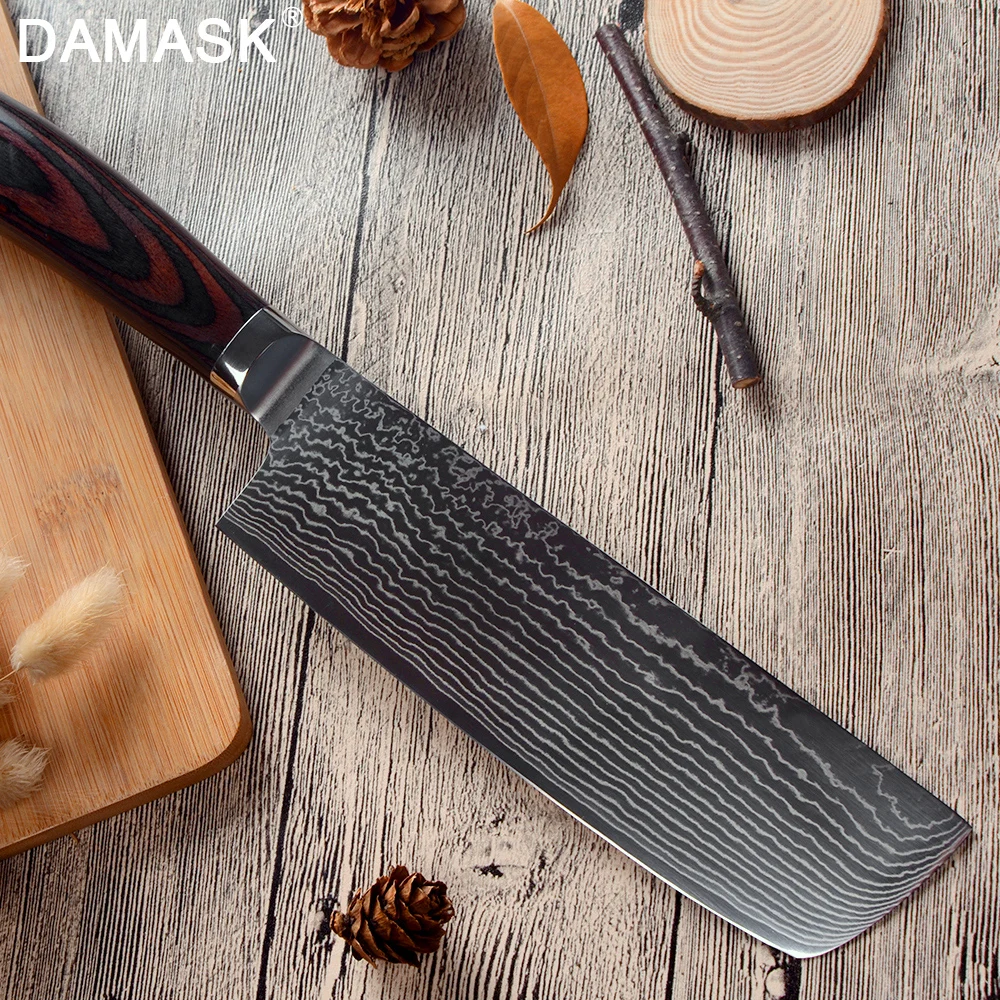 Дамаск фруктов, универсальный нож разделочные Santoku нарезки кухонный нож Профессиональный японский VG10 ножи из дамасской стали G10 ручка