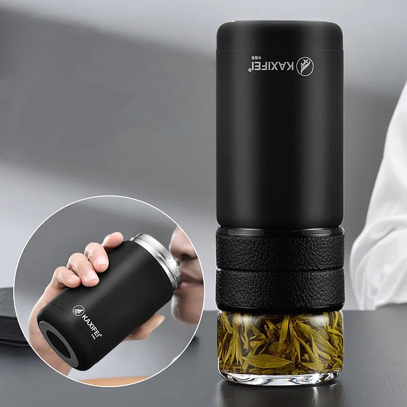 

ZOOOBE 2018 Design 600ML Insulation Tea Stainless steel Thermos and glass cup With Strainer Infuser Business Water Glass Bottle