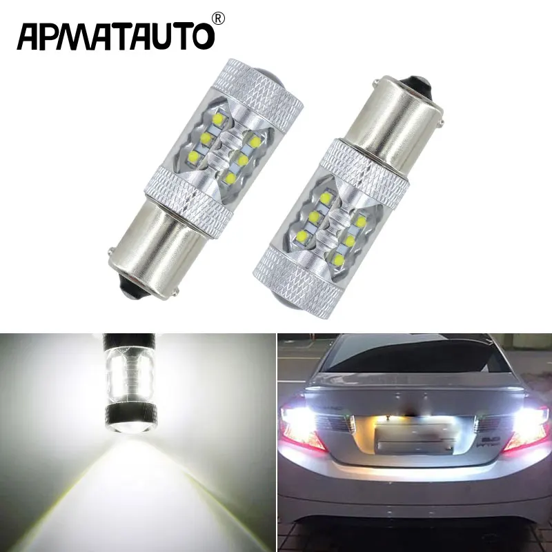 Лампа заднего хода Apmatauto 2x светодиодный 1156 Ba15s 80 Вт чипы XBD белый CANbus для Honda Accord crv