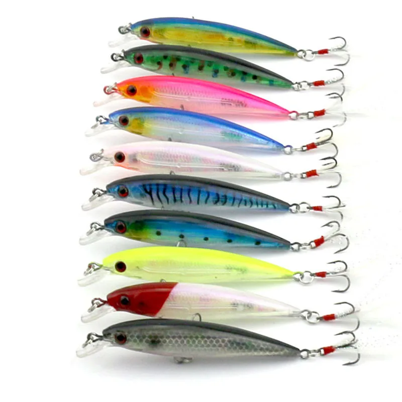 10pcs 8g 9cm 6#hooks hard plastic minnow fishing lures artificial crank trout pike bass carp batis pesca tackles | Спорт и