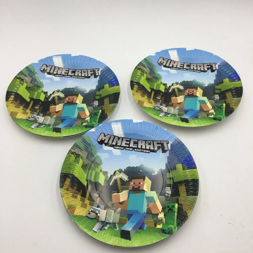 

10pcs/lot MINE CRAFT plates kids birthday party supplies mine craft paper dishes birthday party supplies mine craft dishes