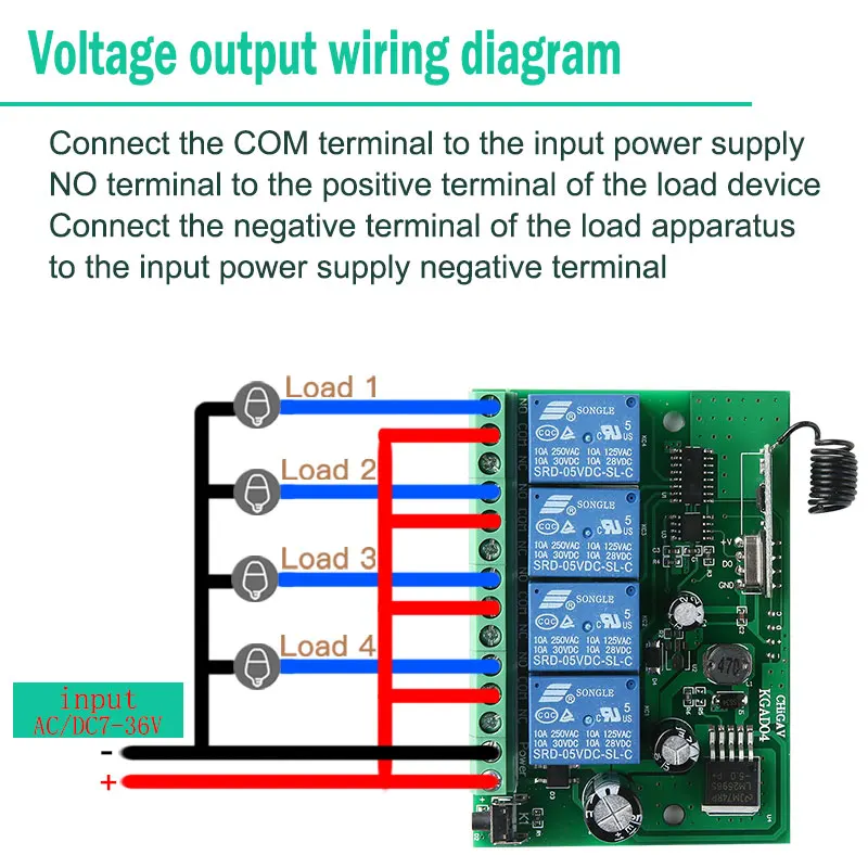 KTNNKG AC/DC 12 В 24 В 10A беспроводной пульт дистанционного управления 4CH релейный модуль приемника и EV1527 RF передатчик 433 МГц пульт дистанционного управления