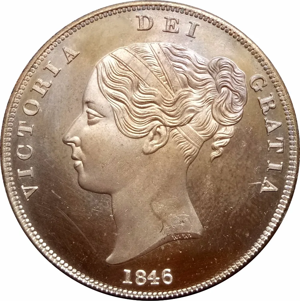 

Great Britain Victoria 1 Penny 1846 Red Copper Copy Coin