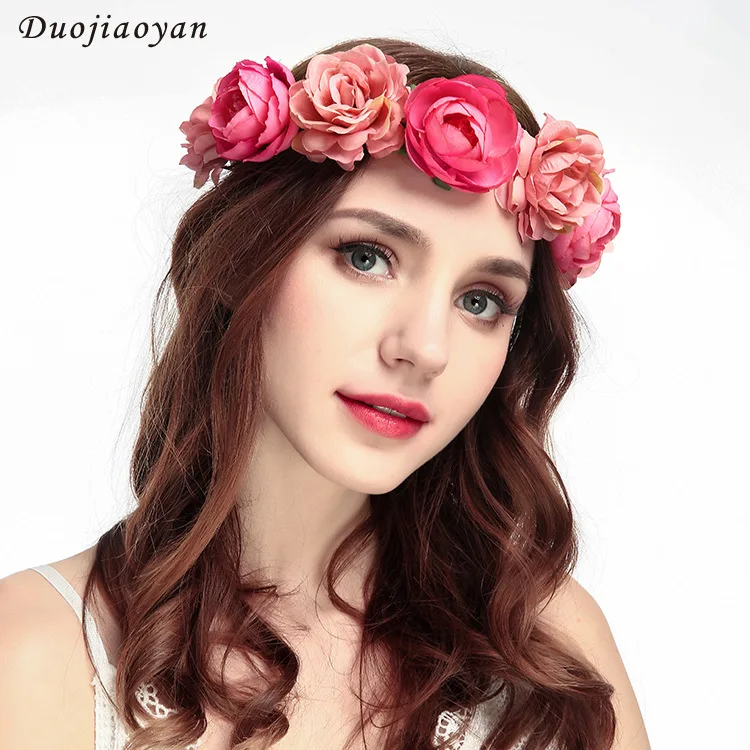 

Hawaii party decorating Europe and America big red rose bridal garland emulation simulation Flower Beach hoop party supplies