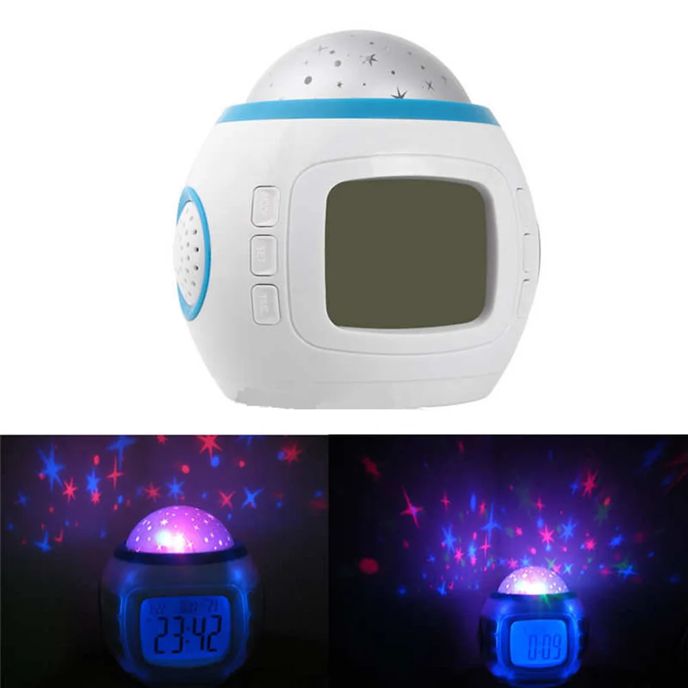 Creative Projection Alarm Clock MultiFunction Music Star Clock Natural Sound Sleep Electronic Alarm Clock For Gift wiht Starry (4)