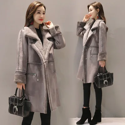 rose Épais Femmes Moyen Manteau Suede Hiver Veste Tissu Casual long Chaud Parkas Femelle Gris Outwear aSZF5xn6qx