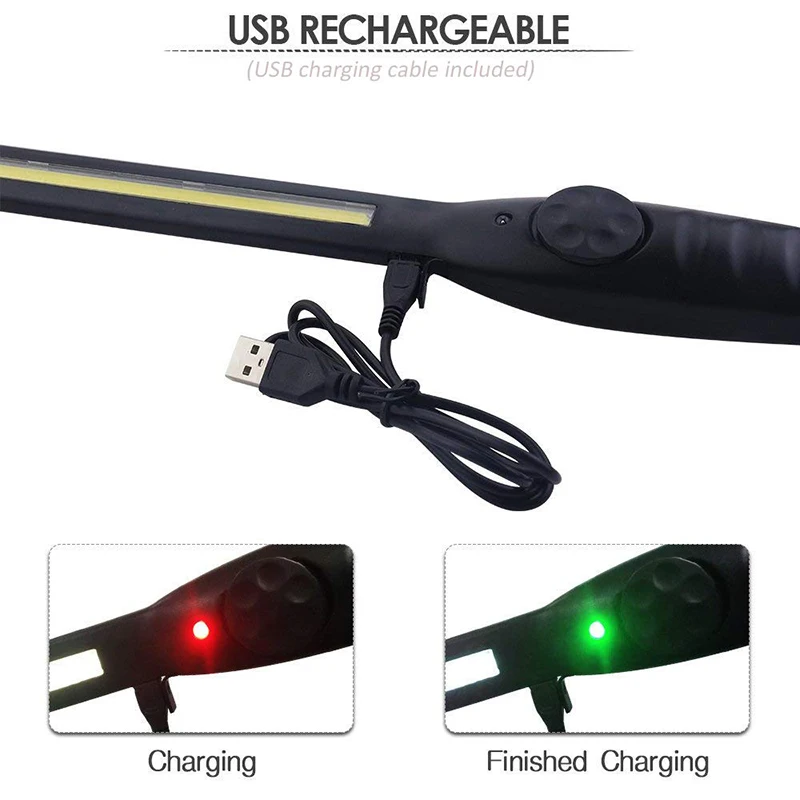 Рабочий свет USB Перезаряжаемый COB фонарик Фонарь инспекционный с поворотным